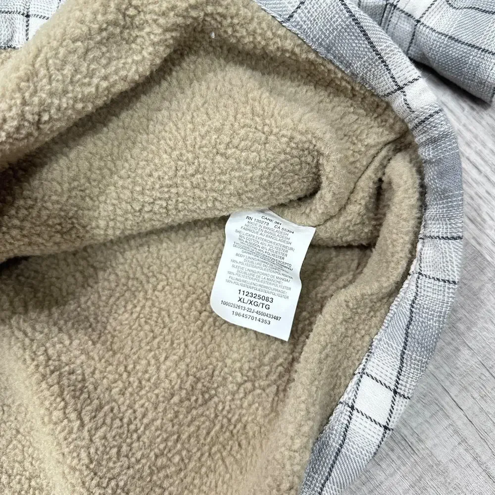 Wrangler Sherpa Lined Flannel Shirt Jacket Men's XL Gray Plaid Workwear Shacket - Picture 6 of 9
